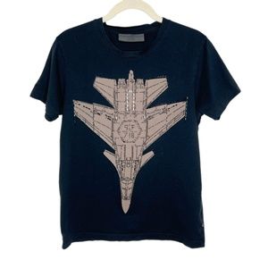 Philipp Plein | Black Air Force Fighter Jet Front Tee Shirt Medium